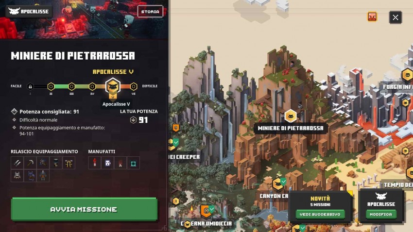 Minecraft Dungeons difficoltà missione