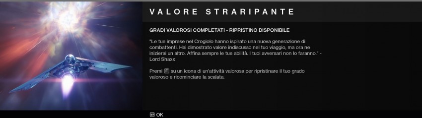 Destiny 2 Messaggio ripristino valore