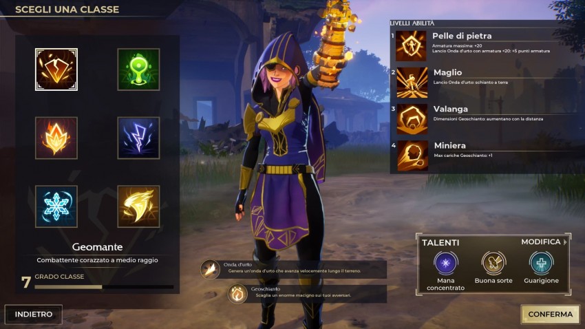 Spellbreak menù classi