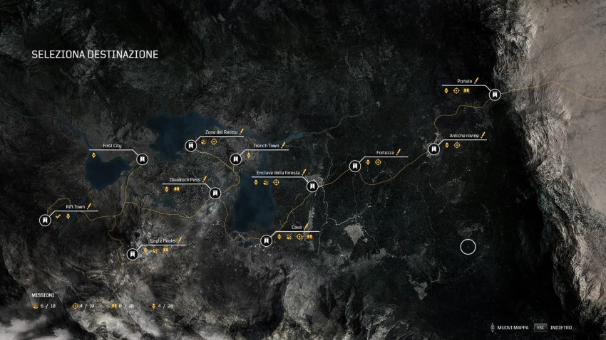 Outriders Mappa del mondo con quest secondarie