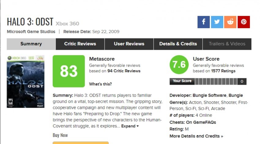 Halo 3: ODST - Metacritic